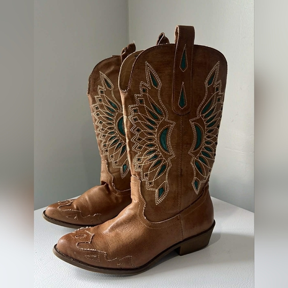 Coconuts by Matisse Brown and Teal Ankle Boots - Picture 2 of 9